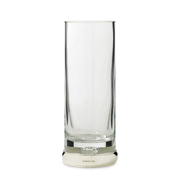 Crystal Cylinder Vase with Sterling Silver Foot