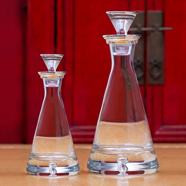 Crystal Pyramid Decanter with Sterling Silver Neck