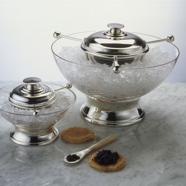 Mayfield Crystal and Silver Footed Caviar Set