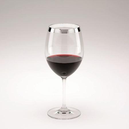 Silver trim Curved Red Wine Glass