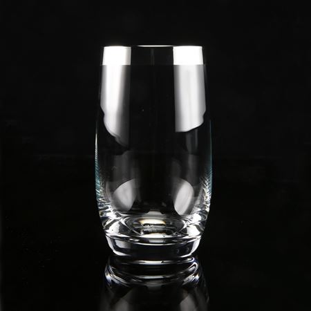 Silver trim Curved Water Glass