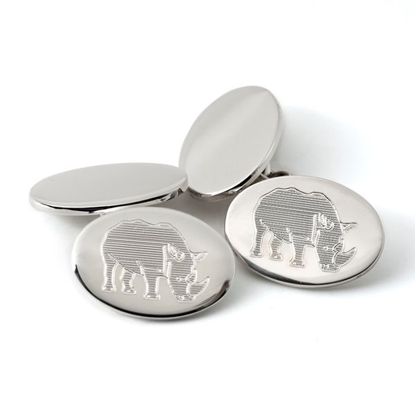 Sterling Silver Rhino Cufflinks