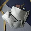 Silver and Navy Leather Clutch