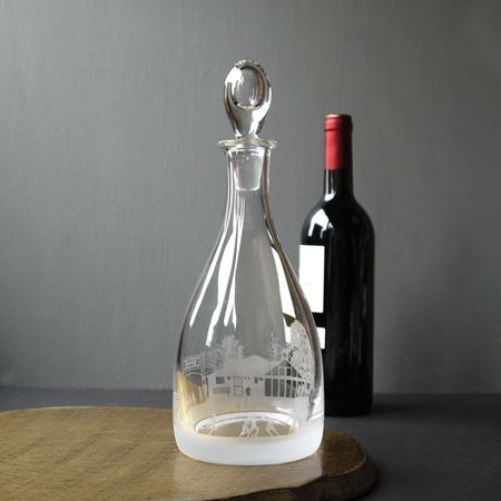 Football Scene Etched Crystal Decanter