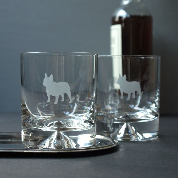 French Bulldog Etched Glass Tumbler