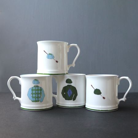 English Bone China Racing Colour Mug Set