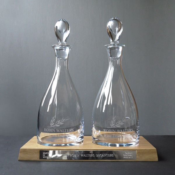 Teardrop Decanters on a Wooden Plinth