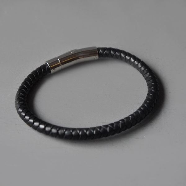 Picture of Mens Black Leather Bracelet