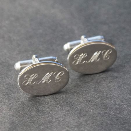 Personalised Oval Silver Cufflinks