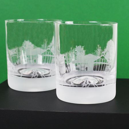 Football Scene Etched Glass Tumbler