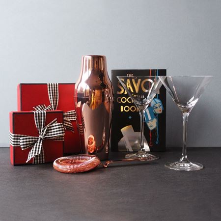 Rose Gold Cocktail Shaker and Cocktail Glasses