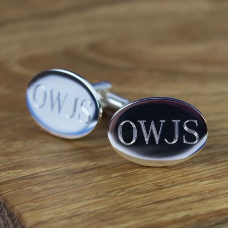 Personalised Oval Silver Cufflinks