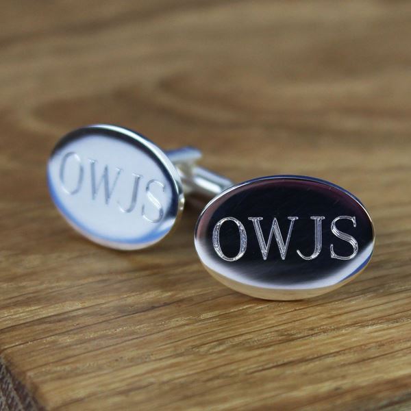 Personalised Oval Silver Cufflinks