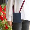 Tilly Crossbody Leather Bag - Navy - red and navy strap