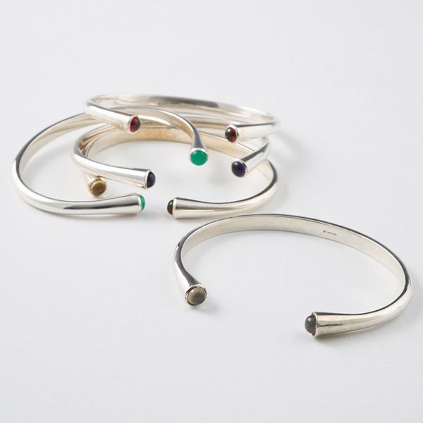 Silver Christening Bangle with semi precious stones