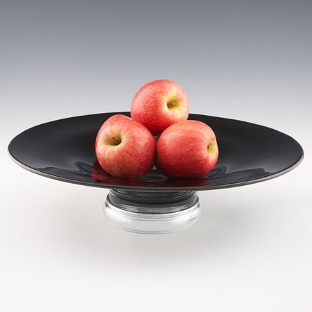 Black Glass Fruit Bowl with Sterling Silver Foot 