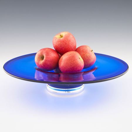 Cobalt Glass Fruit Bowl with Sterling Silver Foot