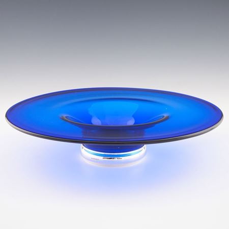 Cobalt Glass Fruit Bowl with Sterling Silver Foot