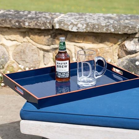 Navy and Orange Lacquered Tray