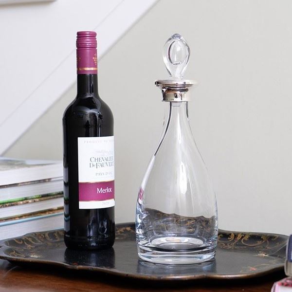 Burford Teardrop Crystal Decanter with a Sterling Silver Neck