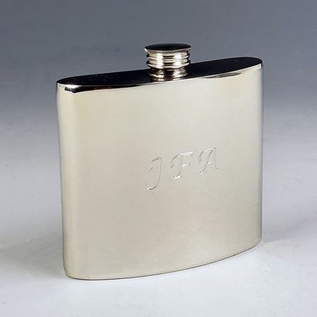 Polished Pewter Curved Hip Flask