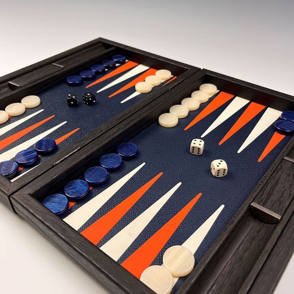 The Benson Backgammon Board - Navy and Orange