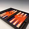 The Benson Backgammon Board - Orange and Navy - Corporate Order Example